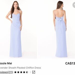 Azazie Mai Lavender Chiffon Dress - W/ Straps, Corset and Slit Evening Gown